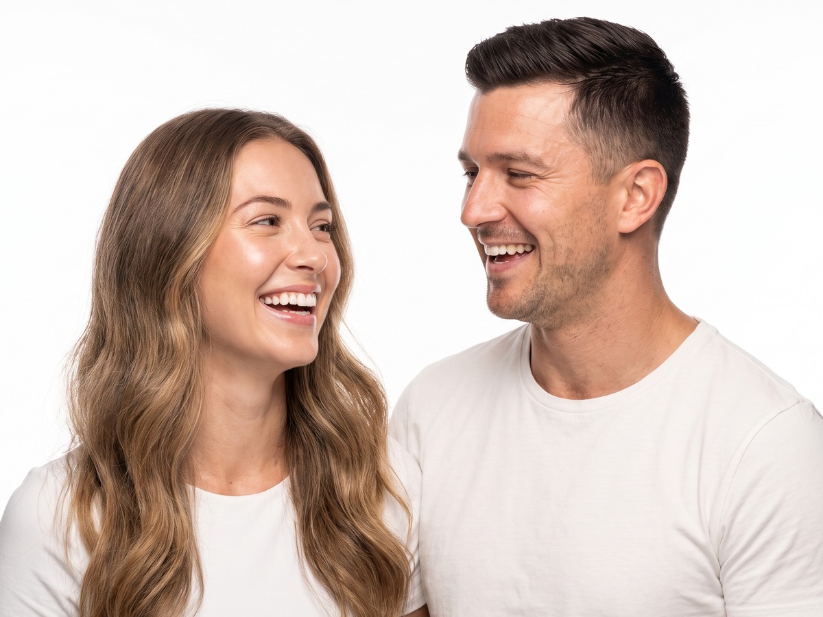 A man and a woman laughing, BHRC injectables