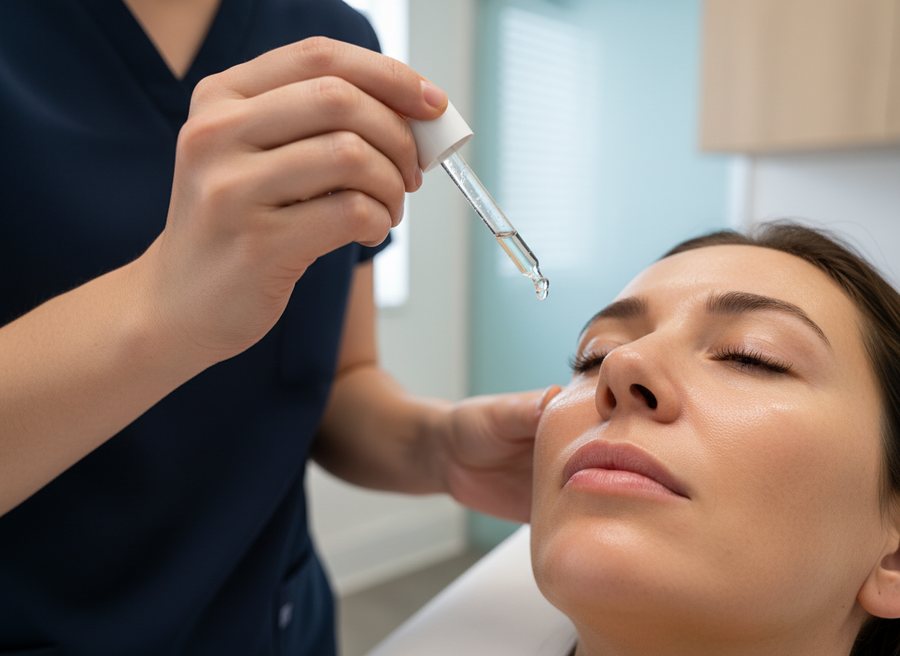 A BHRC provider applying Cell Factor during a facial treatment