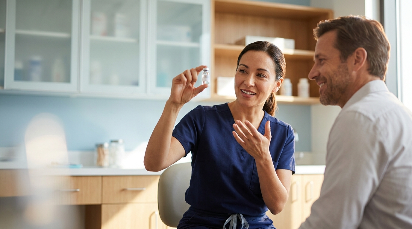 BHRC provider explaining peptide therapy to patient