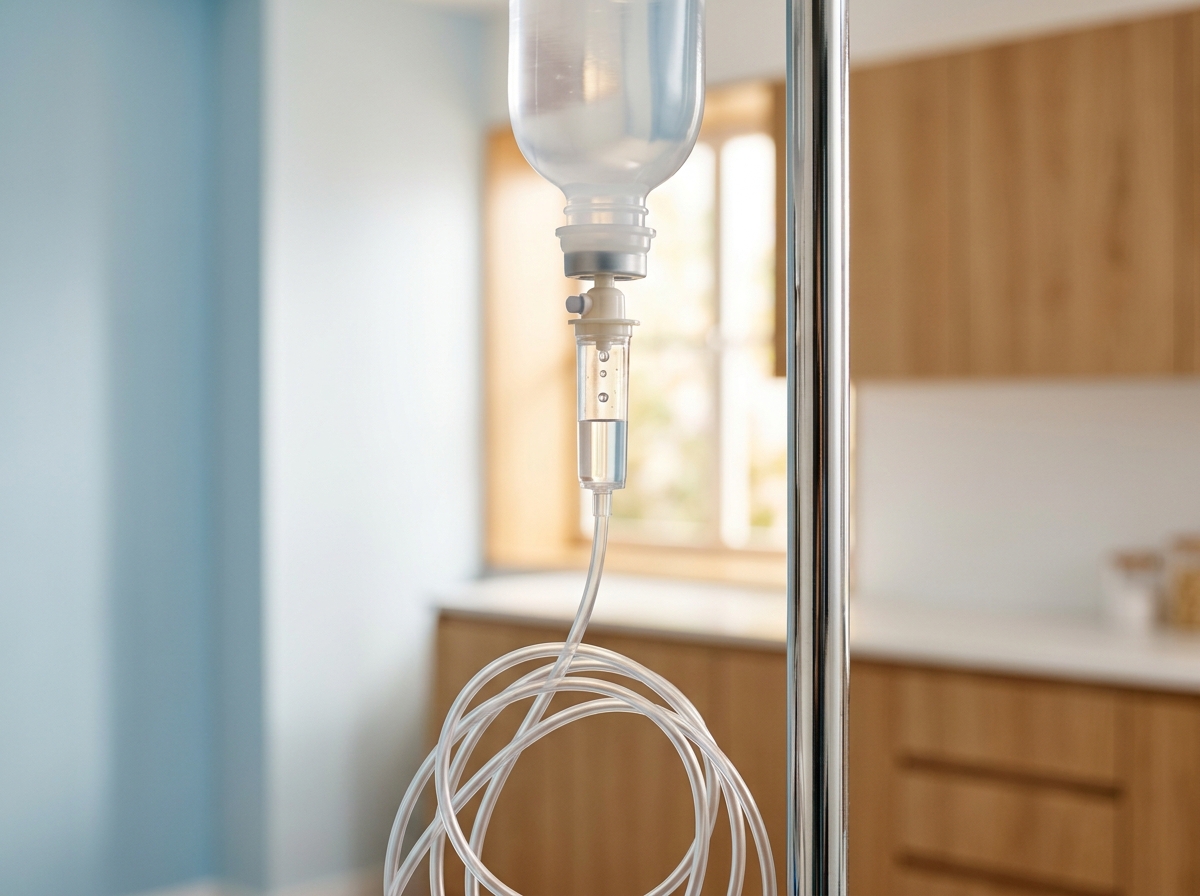 Close-up of IV drip bag