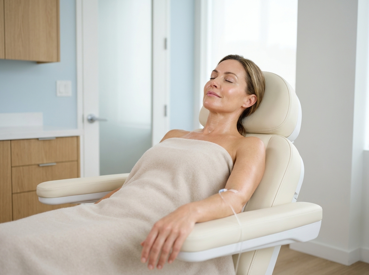 Relaxed patient during IV therapy session at BHRC