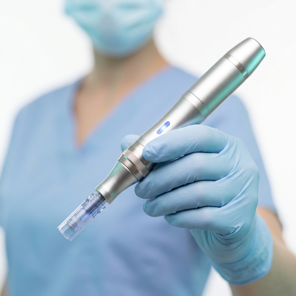 BHRC provider holding a professional microneedling pen