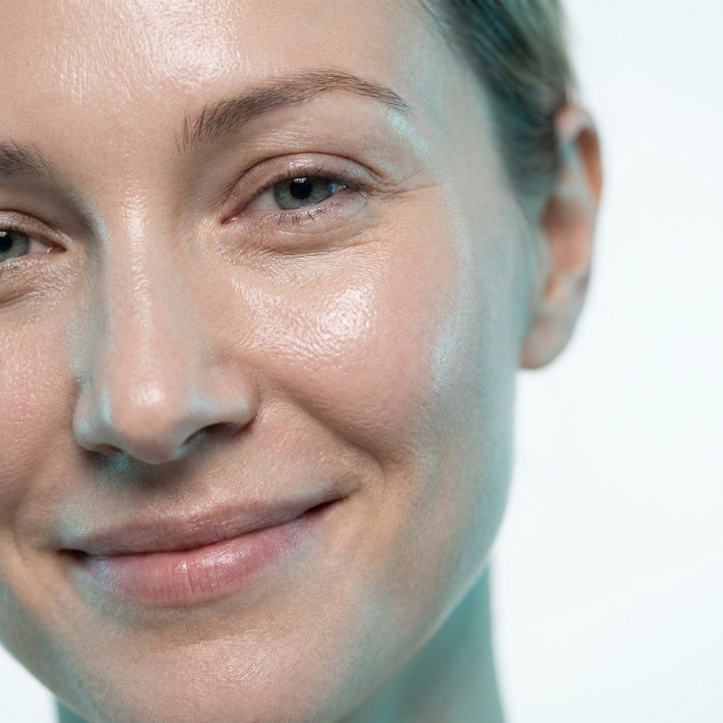 Close-up of dewy, glowing skin