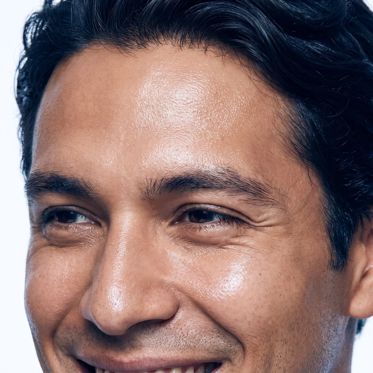 Close-up of a clear forehead after acne treatment at BHRC
