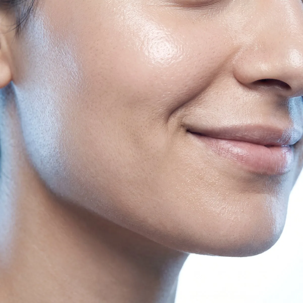 Close-up of even skin tone after treatment for post-acne marks at BHRC