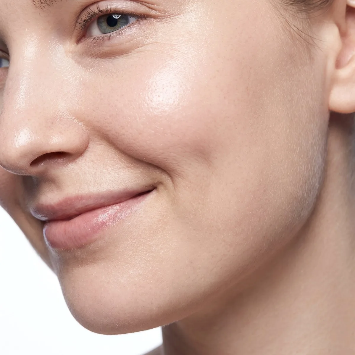 Close-up of restored cheek volume after treatment at BHRC