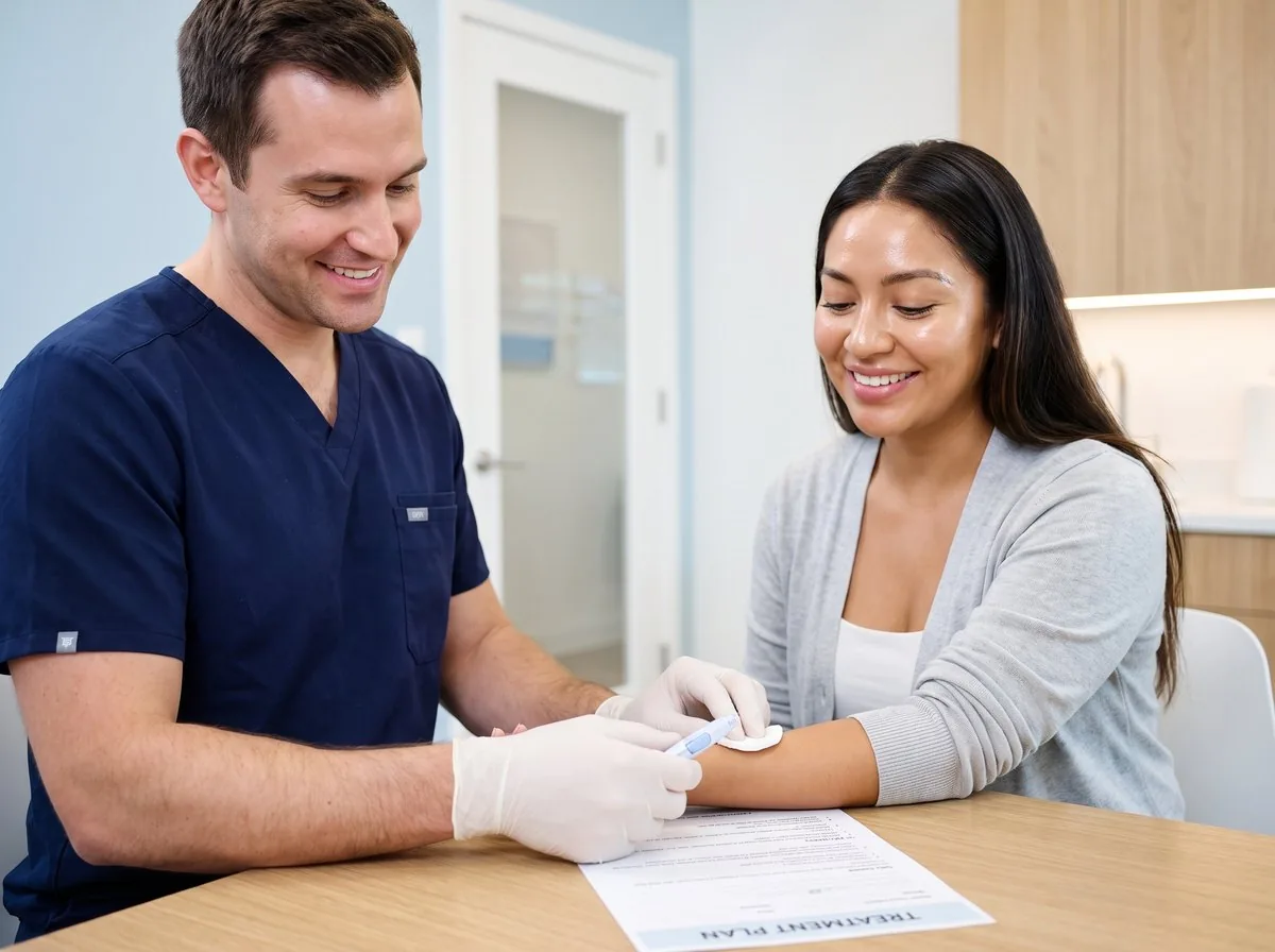 A BHRC provider reviewing an anti-aging treatment plan with a patient