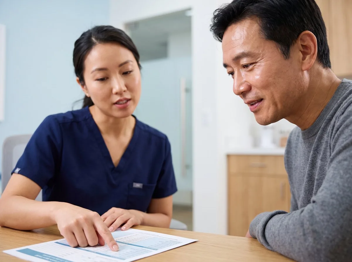 A BHRC physician explaining test results