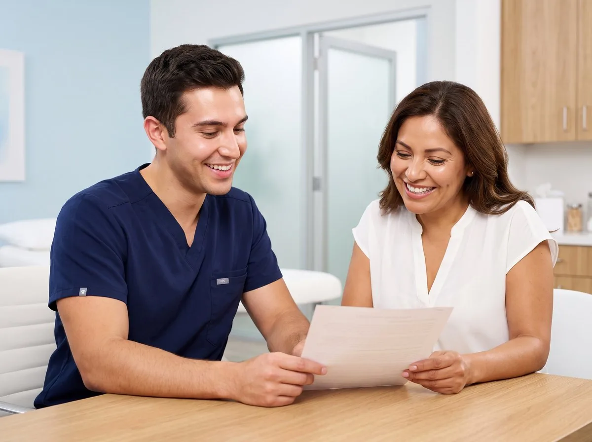 A BHRC physician reviewing advanced test results with a patient
