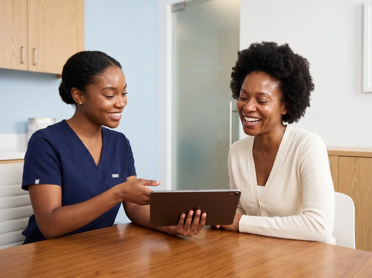 A BHRC provider discussing BioTE pellet therapy with a patient