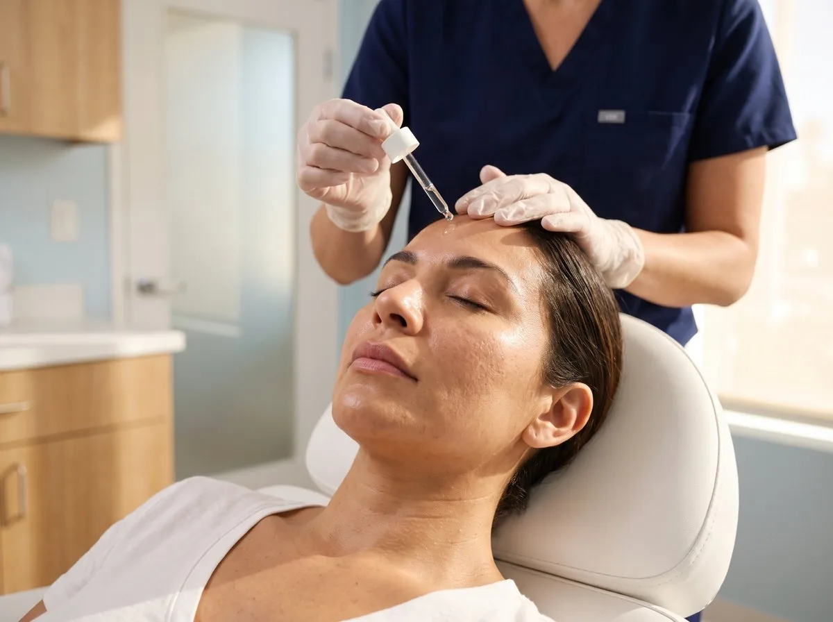 A BHRC provider applying Cell Factor after microneedling