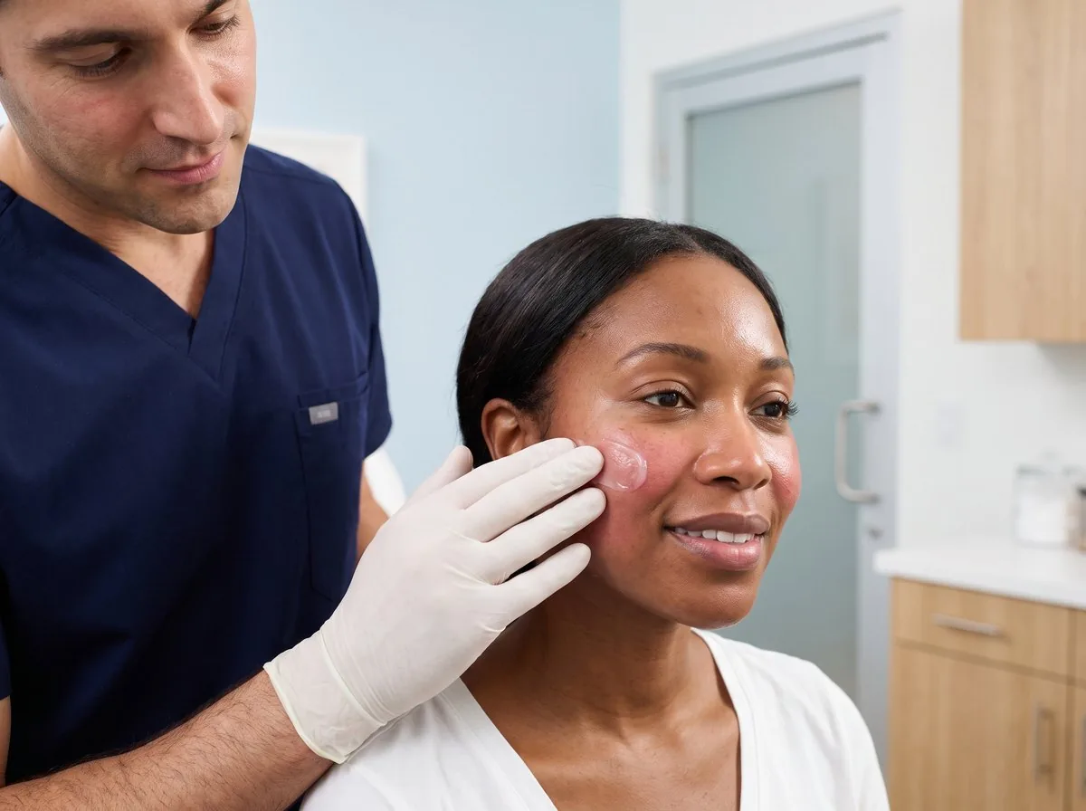 A BHRC provider applying post-treatment care after CO2 laser