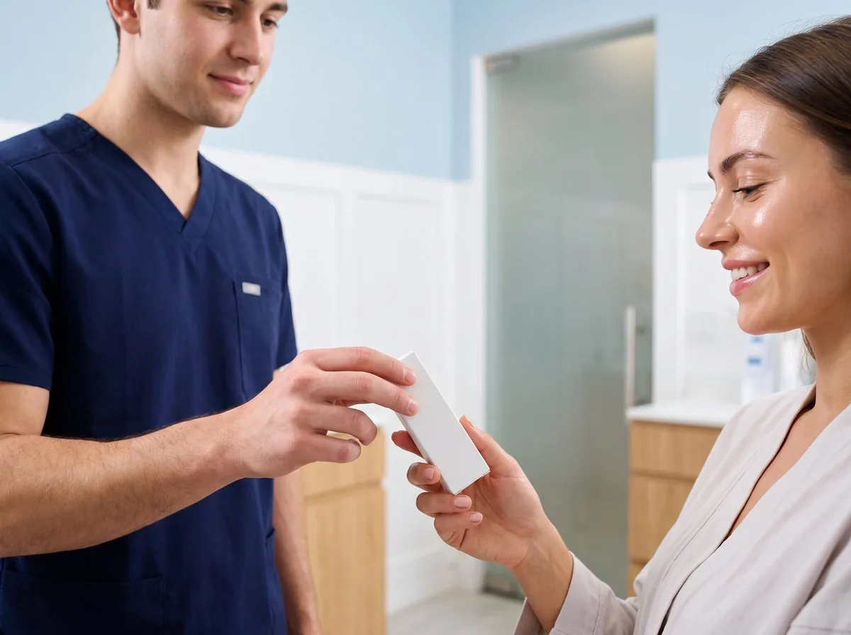 A BHRC provider handing over a post-peel kit