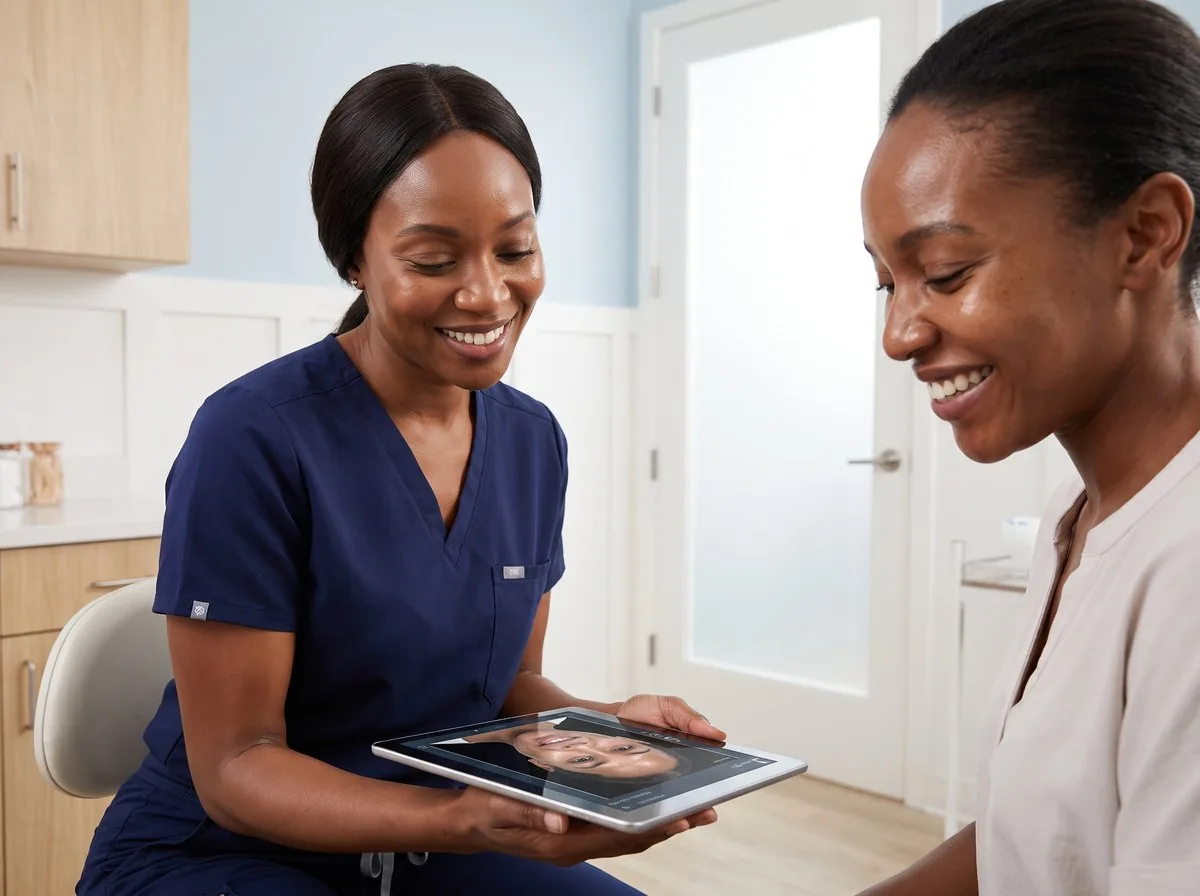 A BHRC provider selecting a peel formulation with a patient