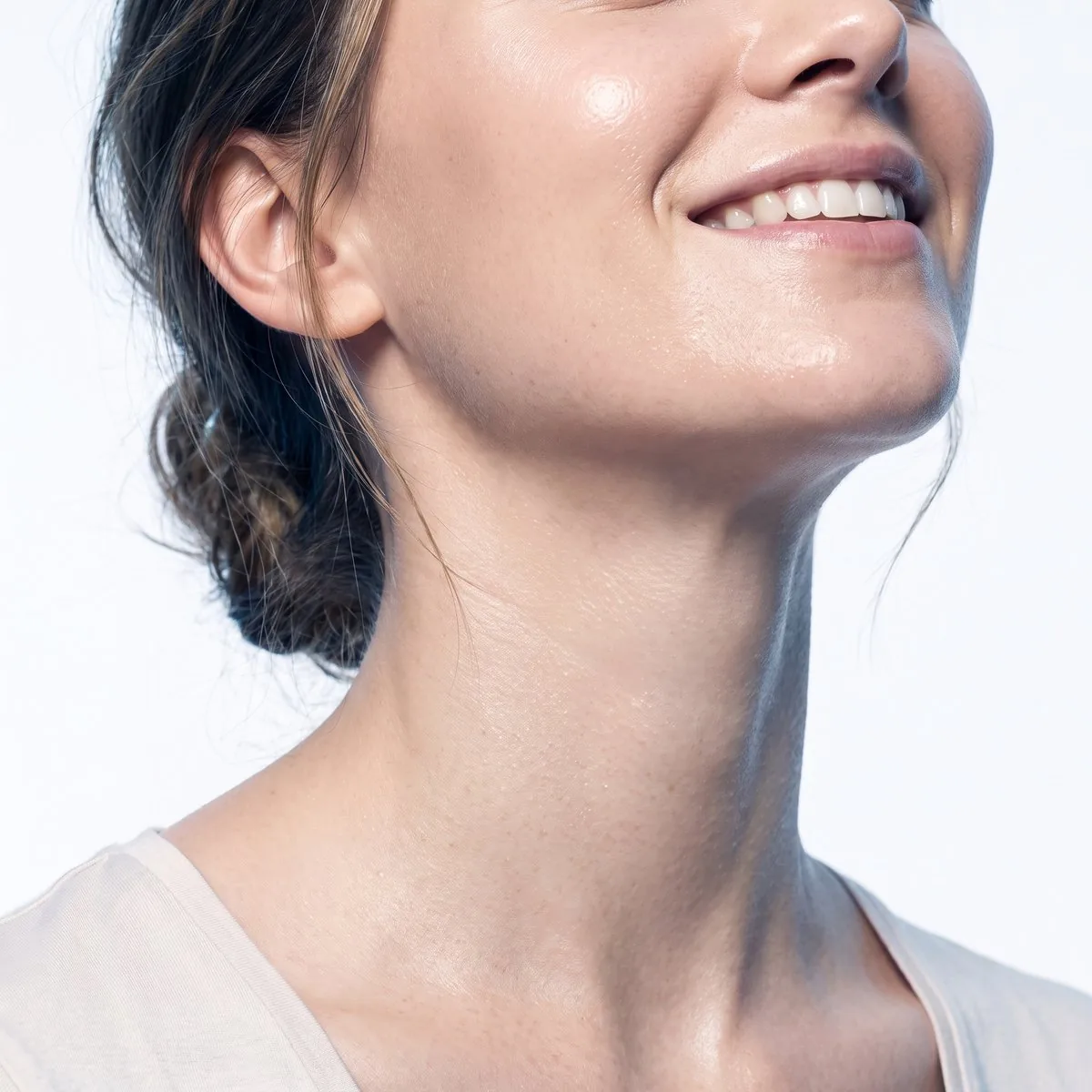 Close-up of a smooth upper neck after treatment at BHRC