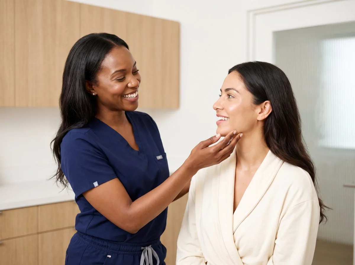 A BHRC provider discussing Forma skin tightening with a patient