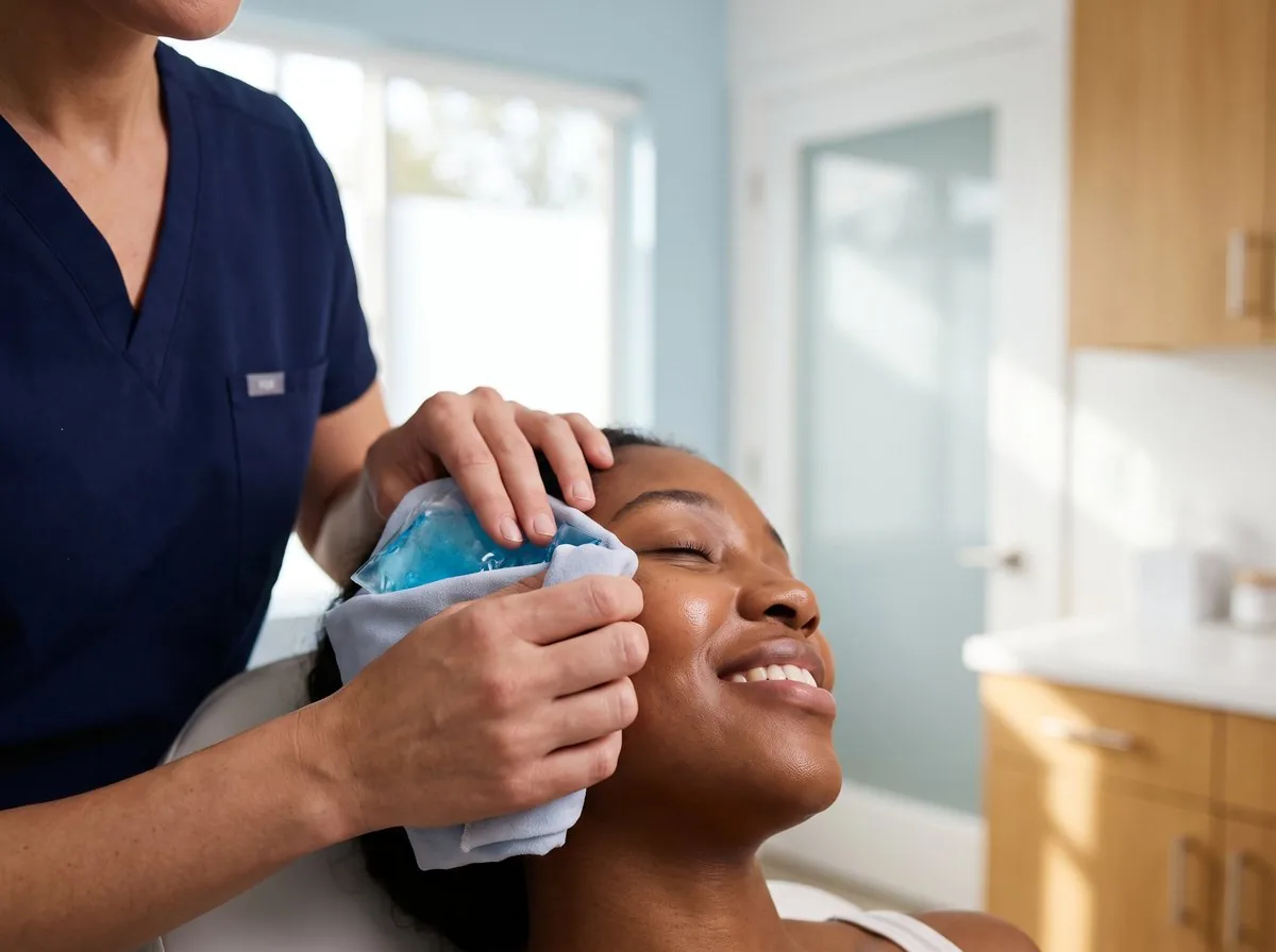 A BHRC provider applying a cold compress after injectable treatment