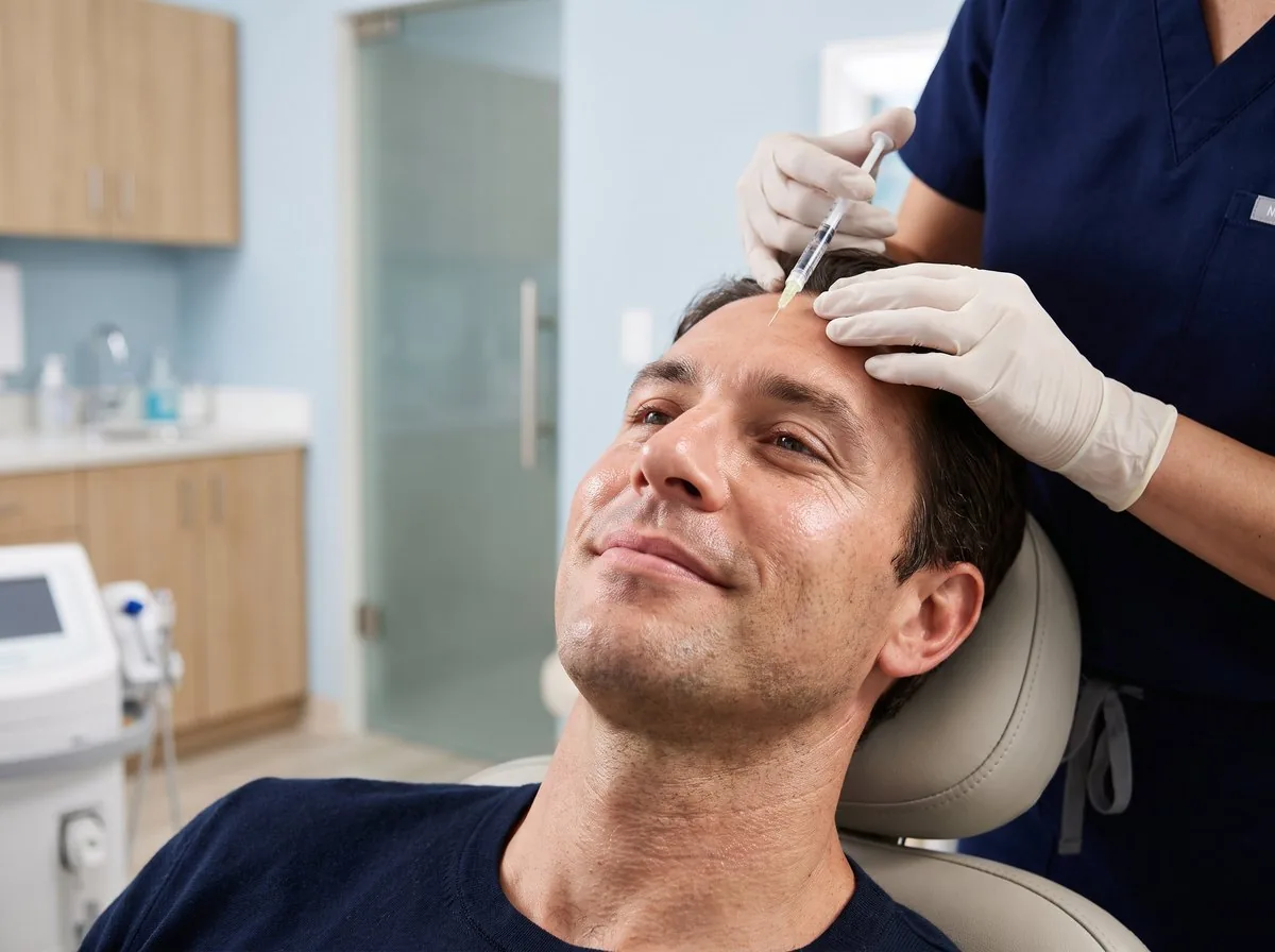 A BHRC provider injecting neurotoxin into a patient's forehead