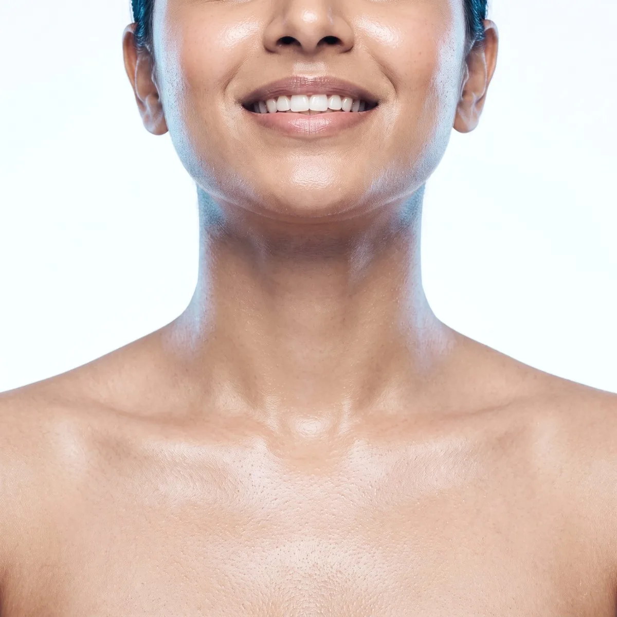 Close-up of a hydrated neck and chest after a HydraFacial at BHRC
