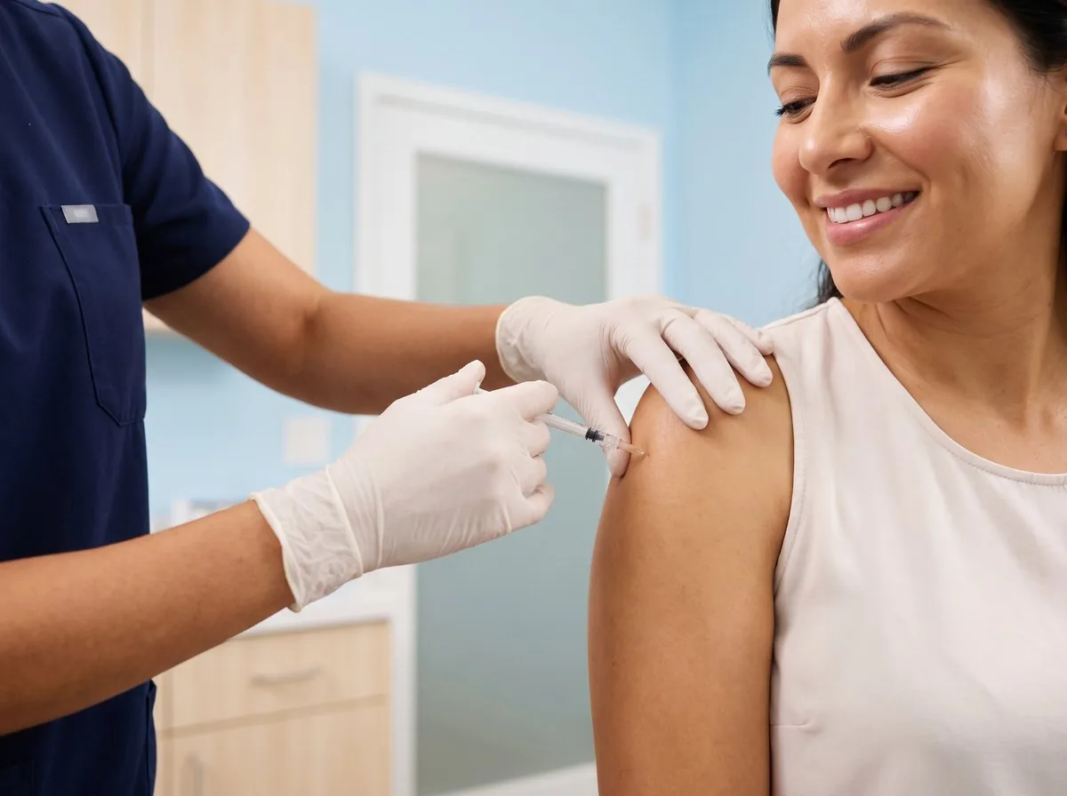 A B12 injection being administered at BHRC