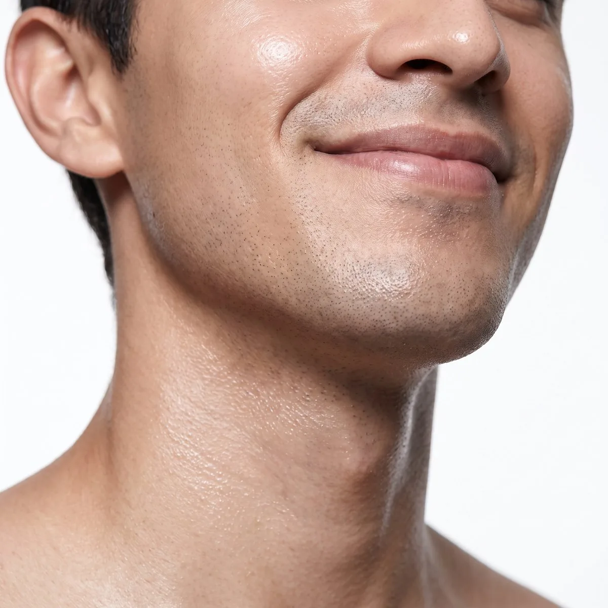 Close-up of a smooth upper neck after Kybella at BHRC