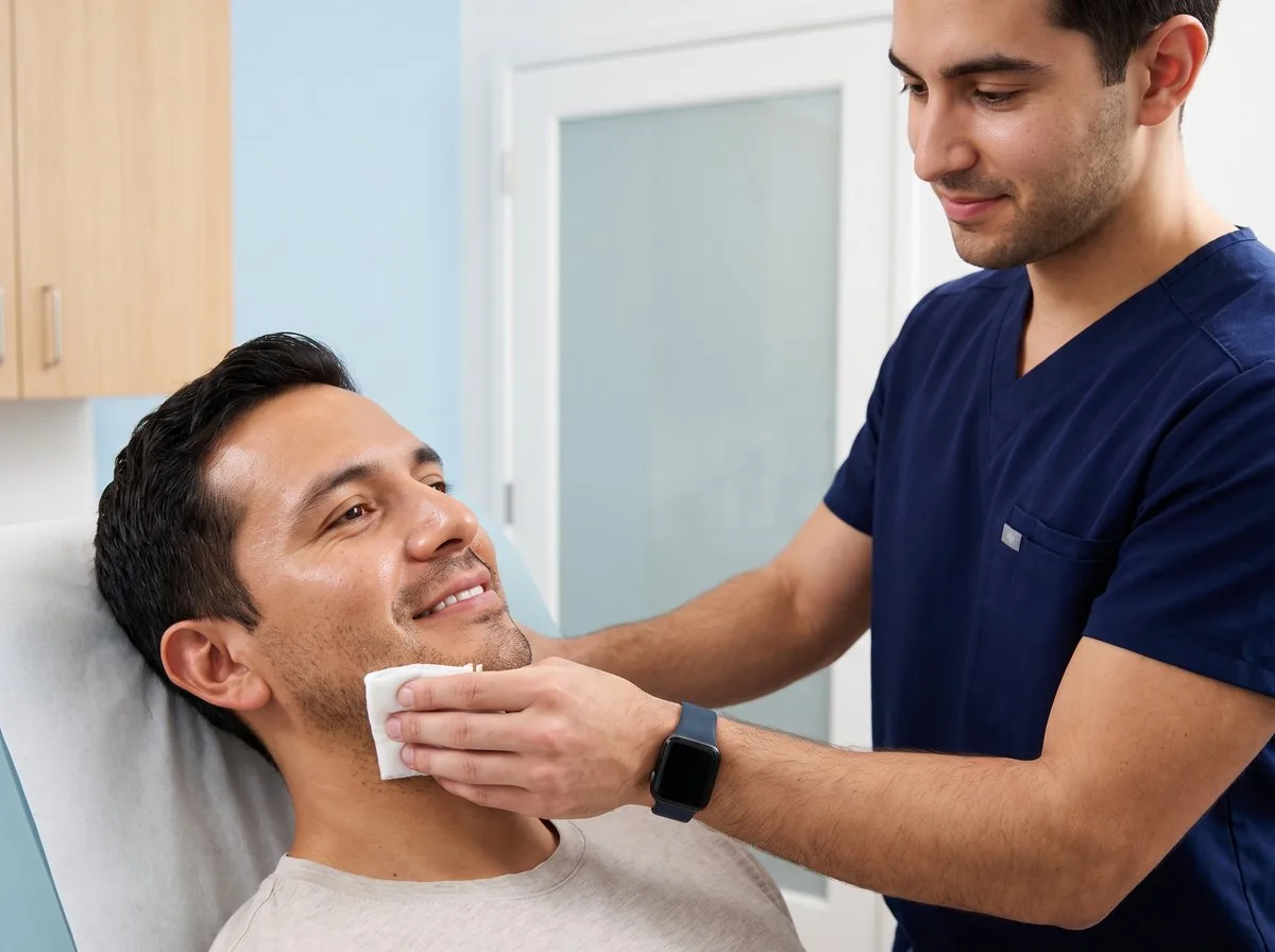 A BHRC provider applying a cold compress after Kybella