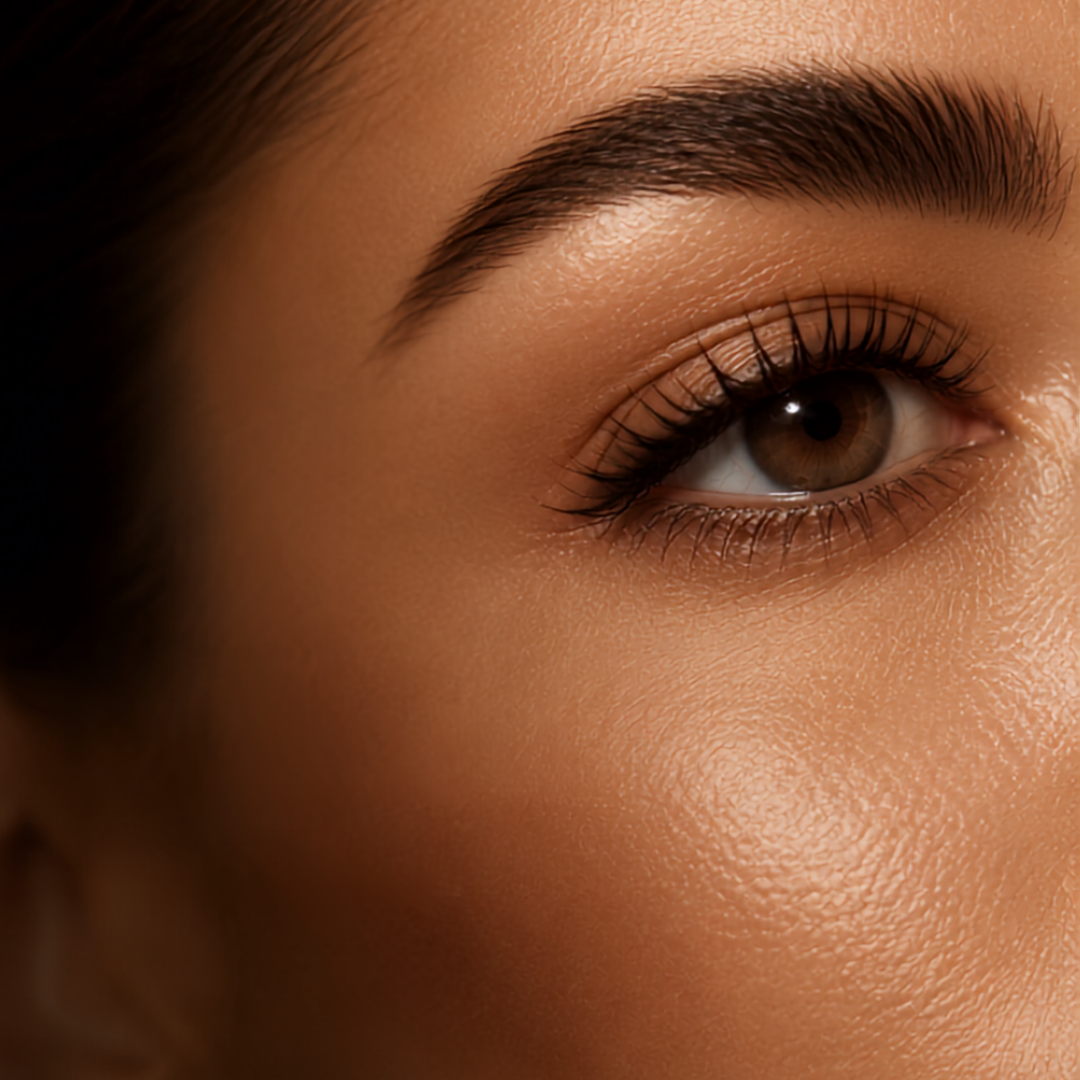 Close-up of a healthy, calm, clear eye area and skin — KPV peptide and skin inflammation, BHRC