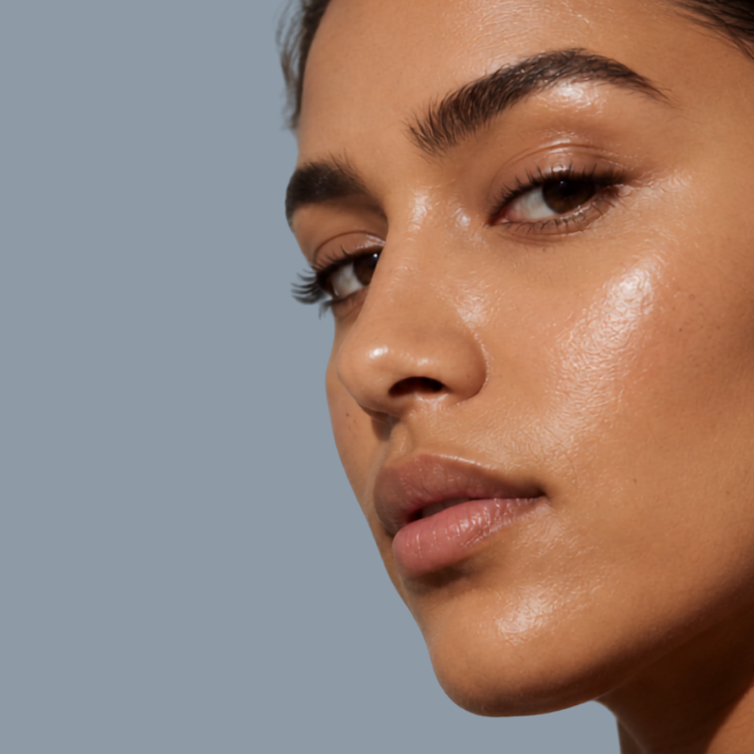 Close-up of clear, glowing, healthy skin — KPV peptide for a calm, radiant complexion at BHRC
