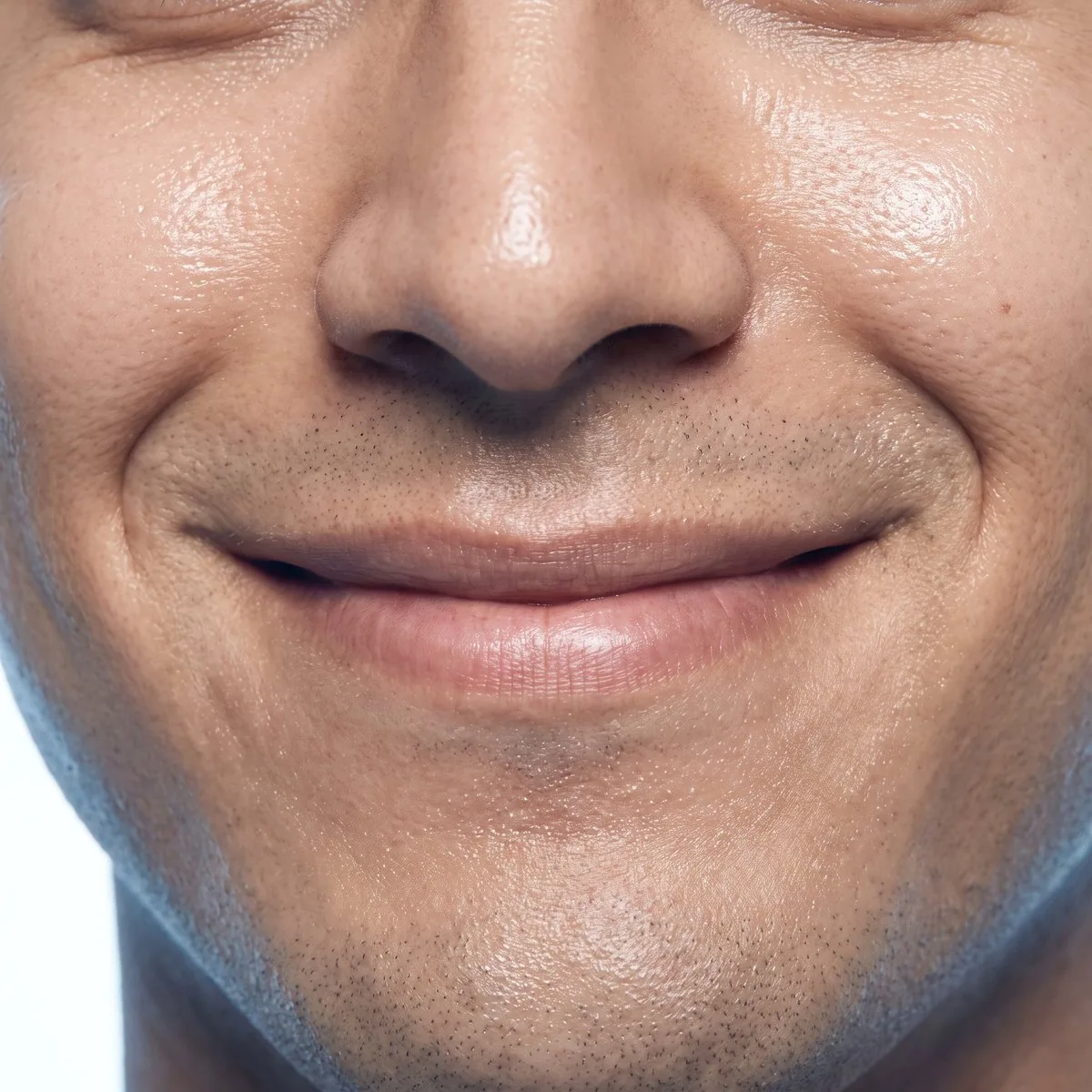 Close-up of smooth skin above the lip after treatment at BHRC