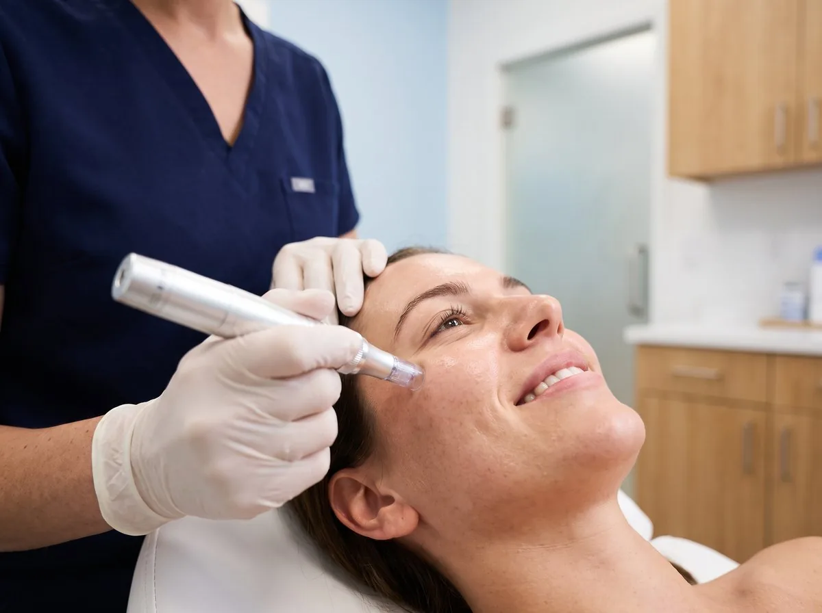 A BHRC provider performing a microneedling treatment