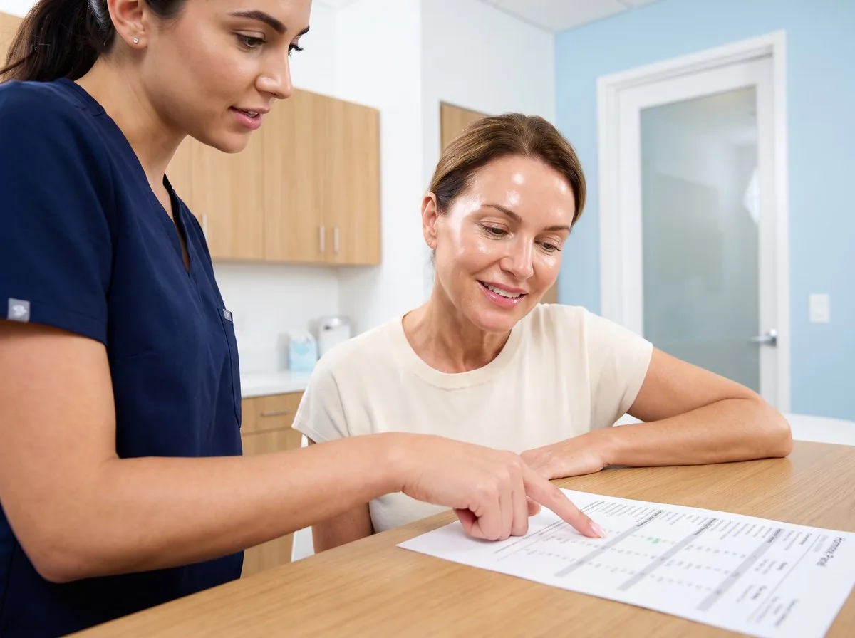 A BHRC physician reviewing hormone results with a patient