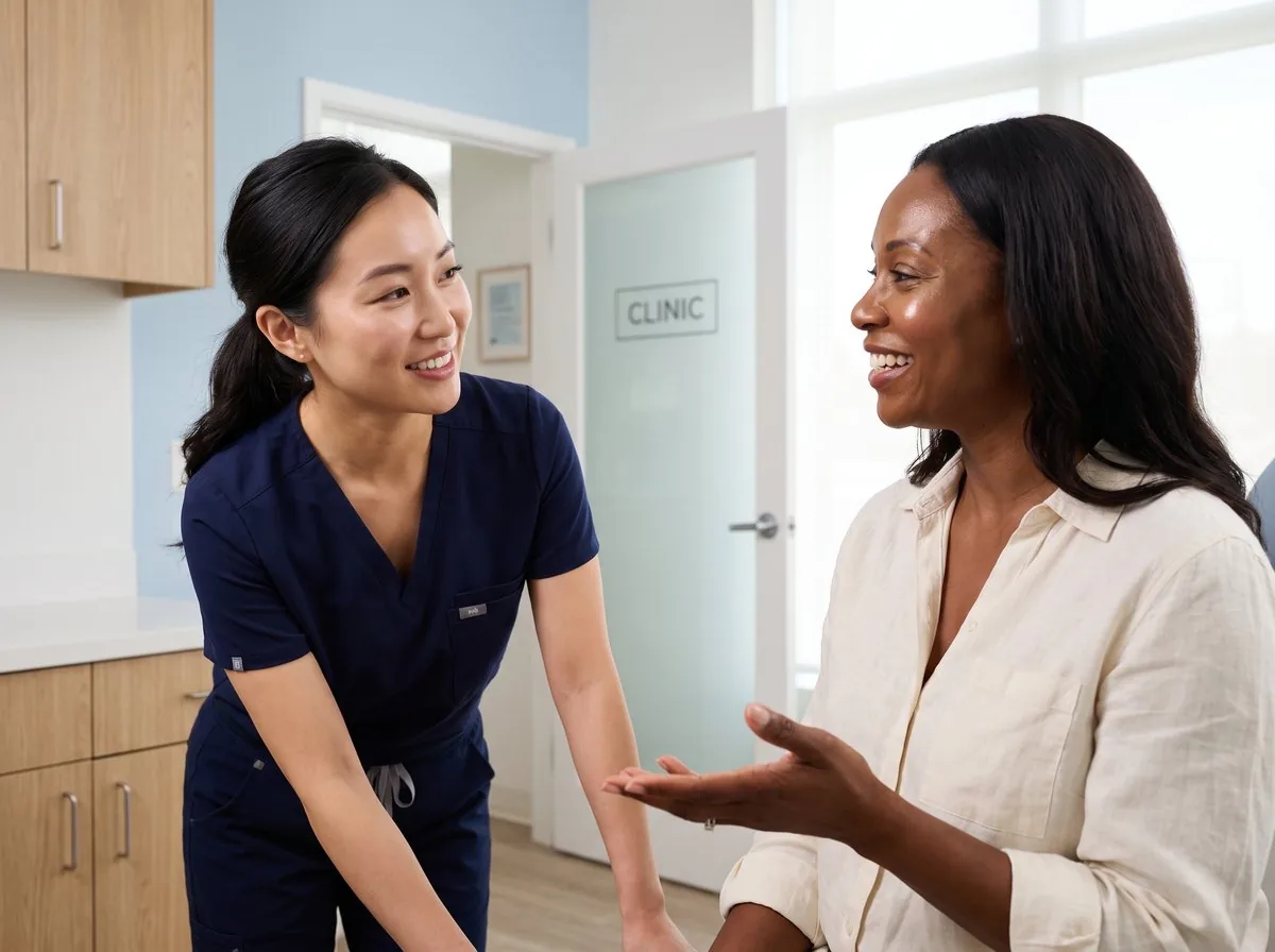 A BHRC physician consulting with a patient about menopause