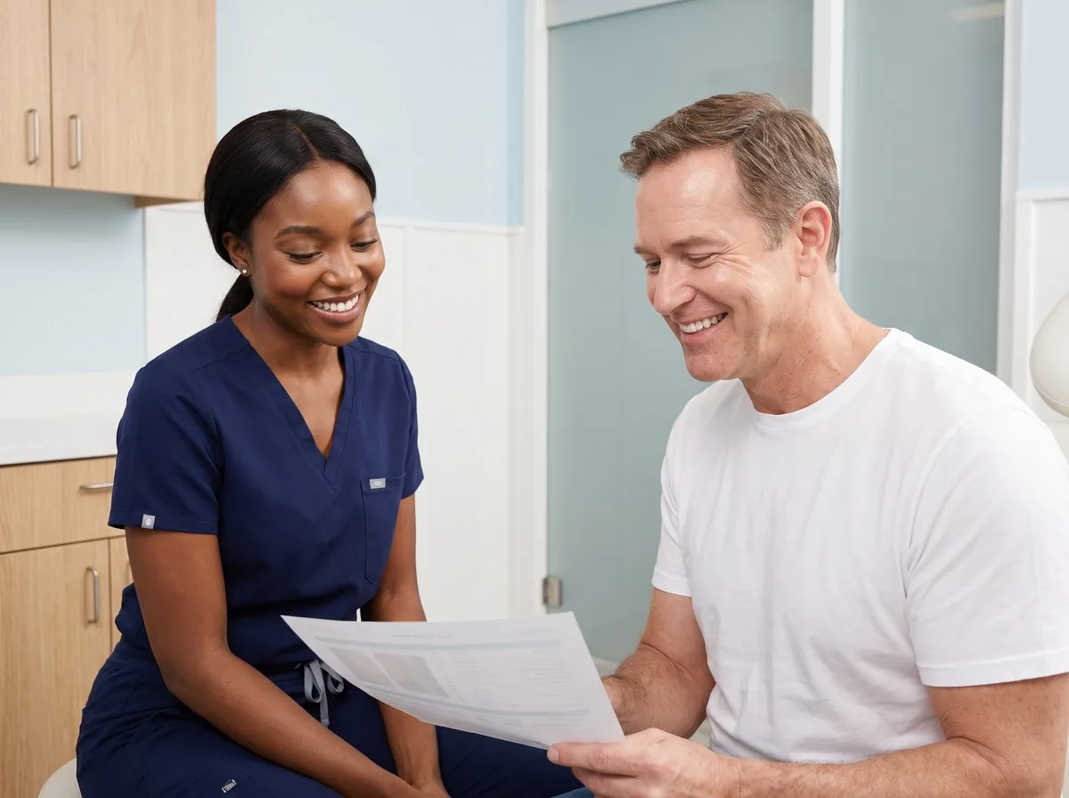 A BHRC provider reviewing lab work with a Niagen patient