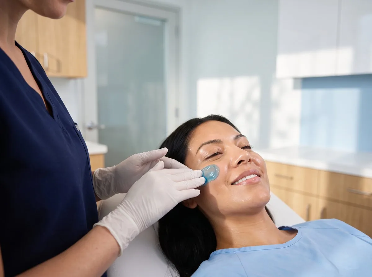 A BHRC provider finishing a Rejuran treatment