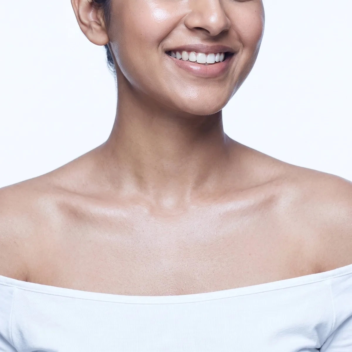 Close-up of an even decolletage after treatment at BHRC