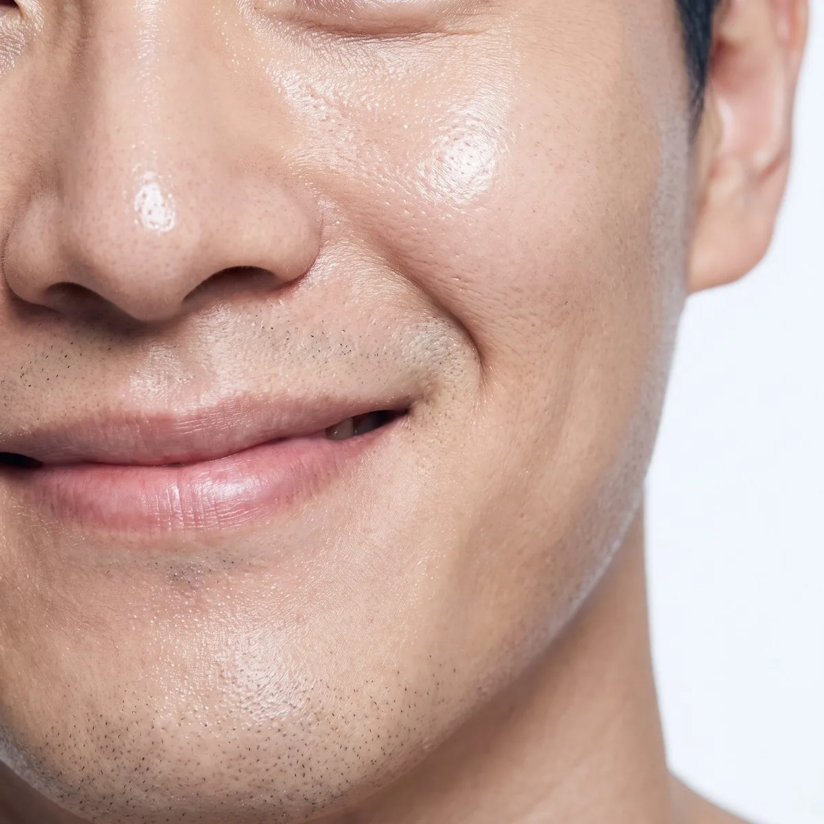 Close-up of even skin above the lip after treatment at BHRC