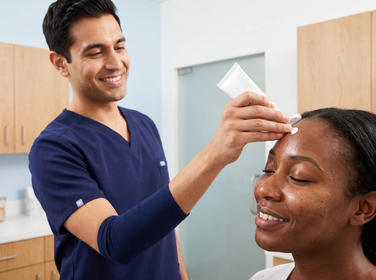 A BHRC provider applying sun protection after treatment