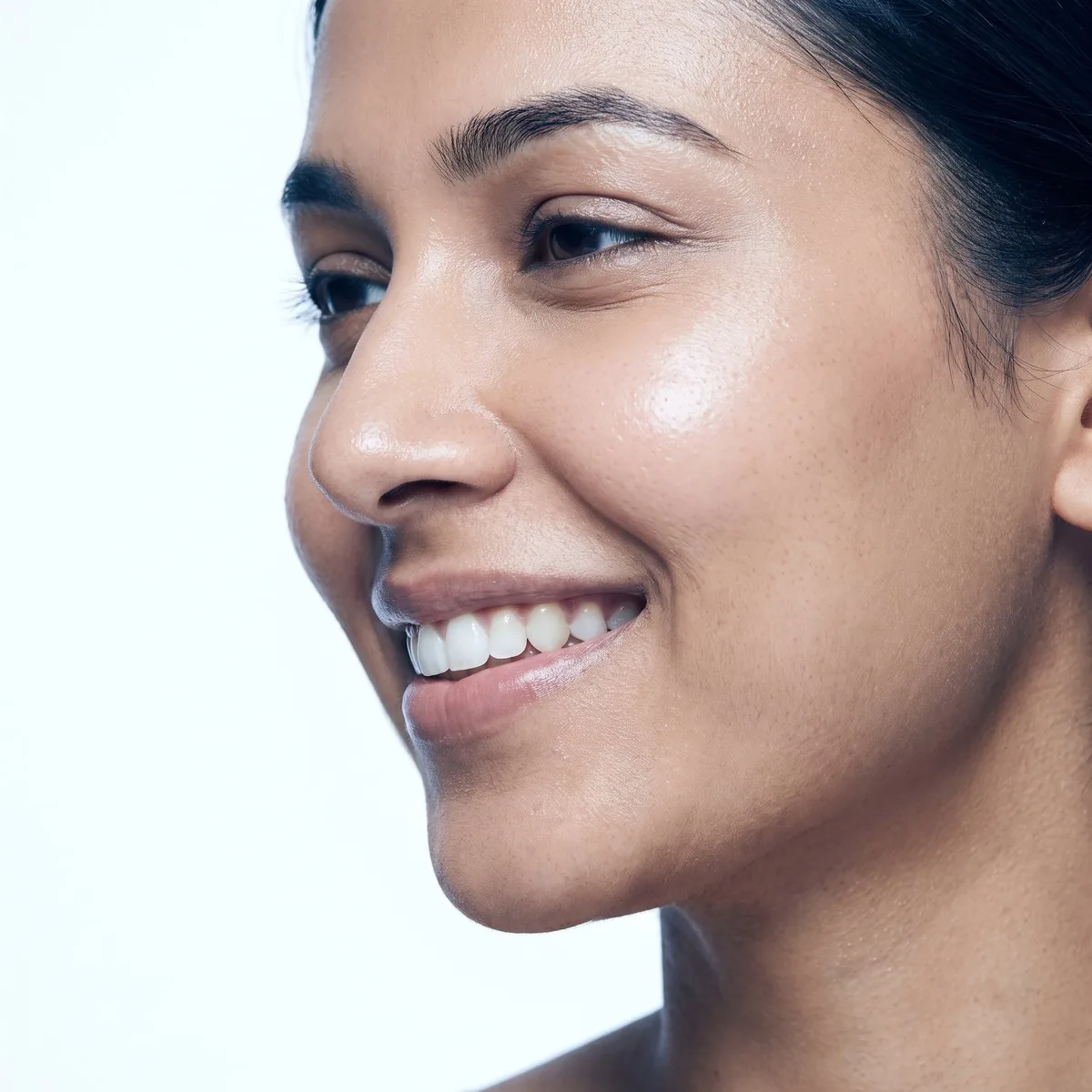 Close-up of smooth even facial skin after scar treatment at BHRC