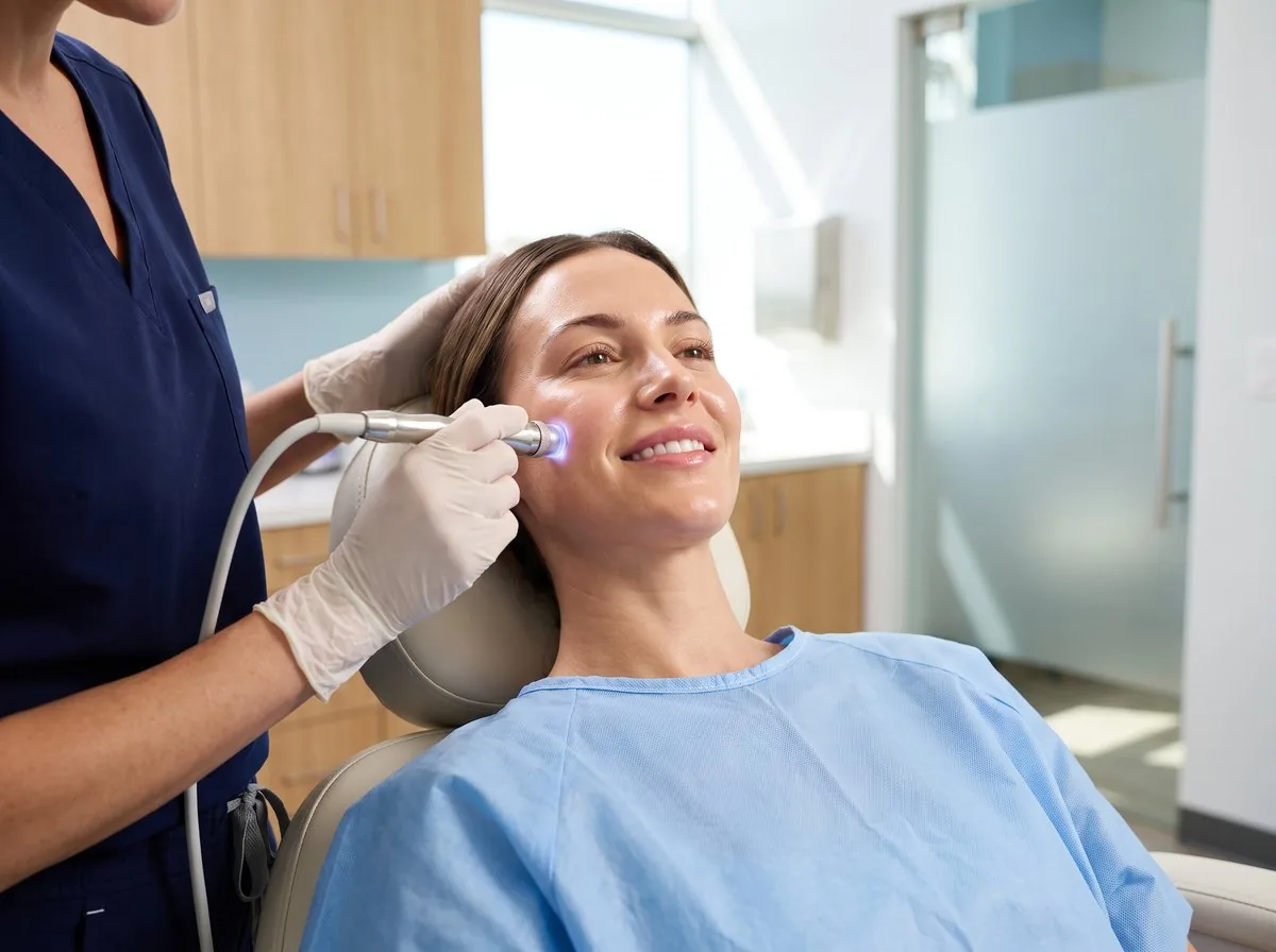 A BHRC provider performing a skin texture treatment