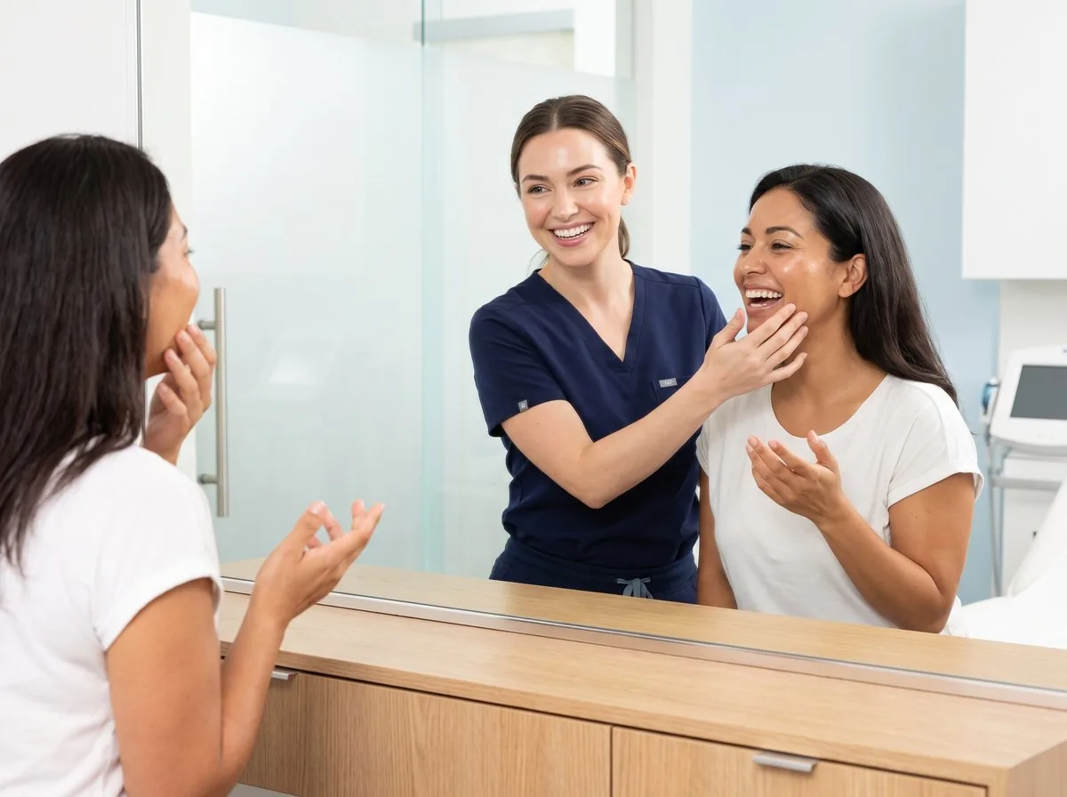 A BHRC provider discussing Skinvive with a patient