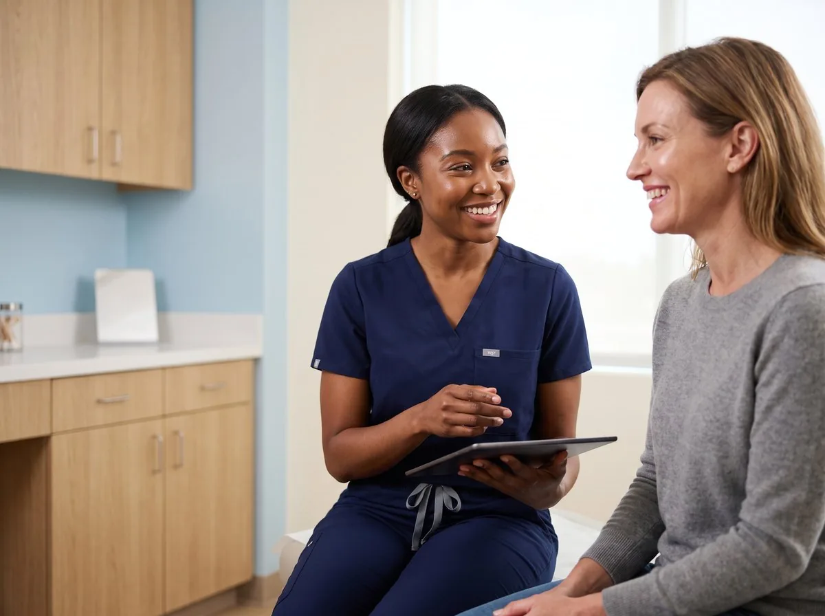 A BHRC provider reviewing thyroid panel results with a patient