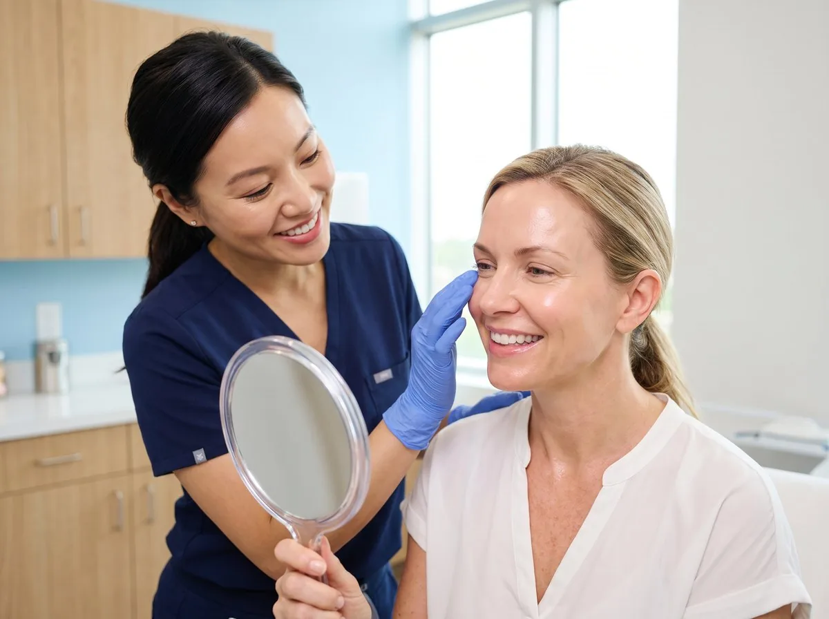 A BHRC injector assessing previous under-eye filler