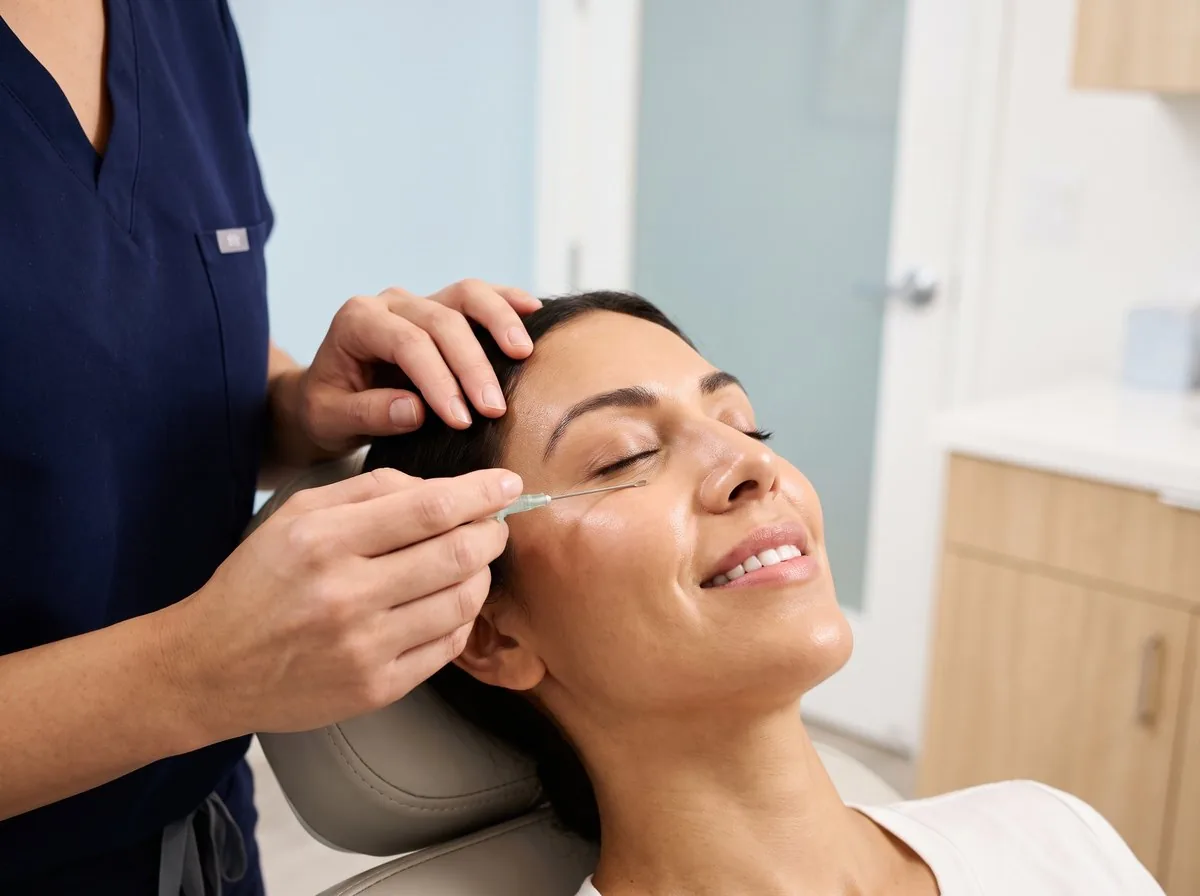 A BHRC injector treating the under-eye area