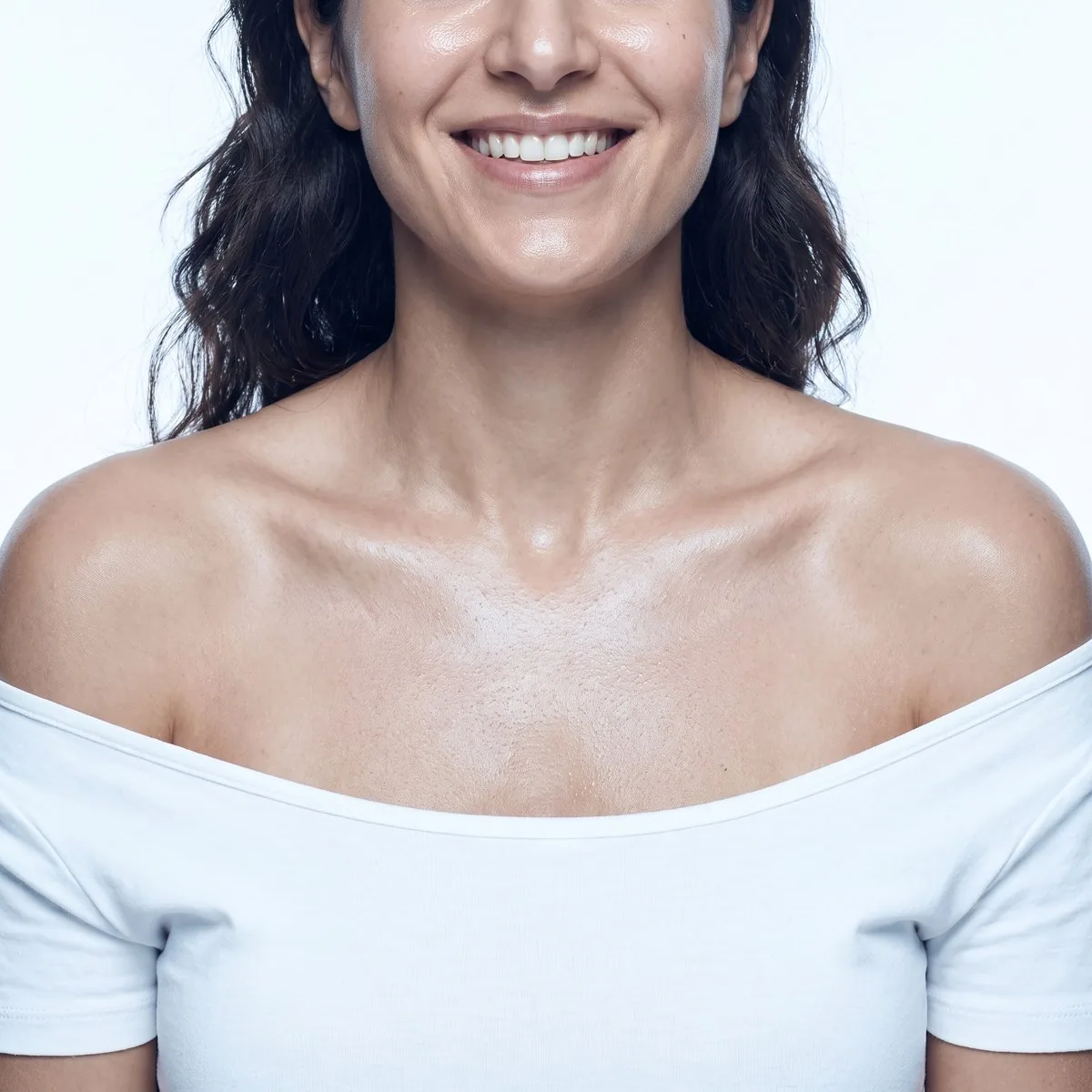 Close-up of the decolletage after Ultherapy at BHRC