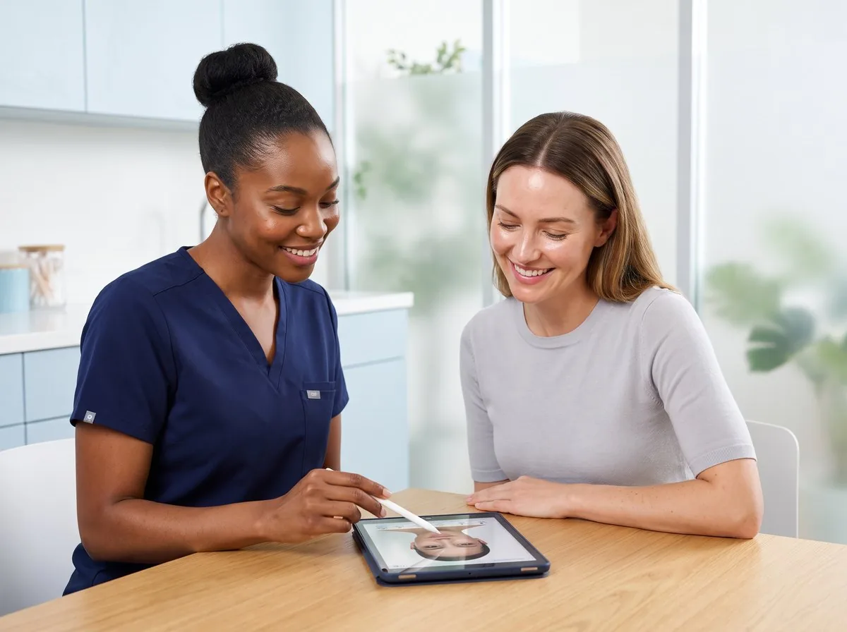 A BHRC provider planning an Ultherapy treatment with a patient