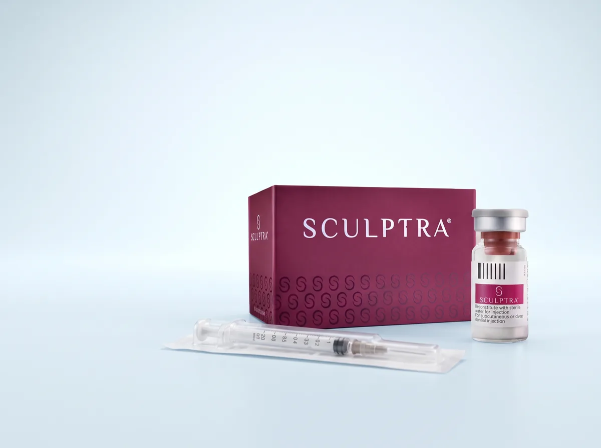 Sculptra carton and vial with a sterile syringe